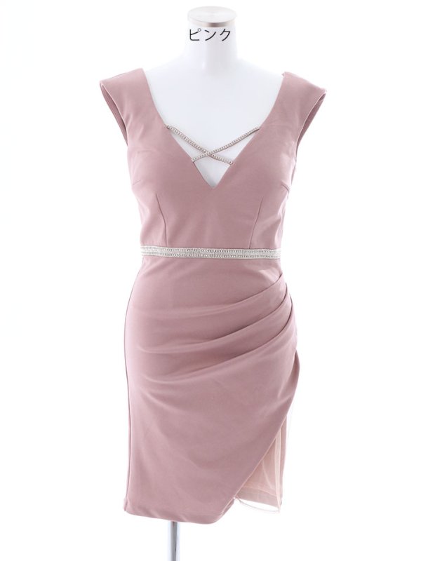 画像12: シンプルバストクロスアップミニドレス/キャバドレス/谷間見せ/透け/胸盛り/バストアップ/ブラOK/ビジュー【S-Mサイズ/2カラー】[OF03] 【YN】dzw (12)