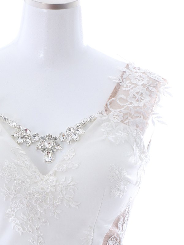 画像18: 選べる袖ドレス/フェイクシアー/ビジュー/スリットドレス /透け /刺繍/谷間見せ /ミニドレス /キャバドレス【S-Lサイズ/2タイプ】[OF03-X] 【YN】 (18)