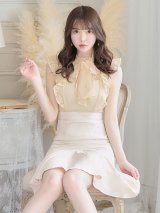 SALE!【sifeel/シフィール】刺繍レースマーメイドワンピースドレス/フリル/ネックリボン/胸元隠し/背中隠し/マーメイドスカート/ミディアム/キャバドレス/パッド無し/【S-Lサイズ/1カラー】[OF03-X] 【YN】dz