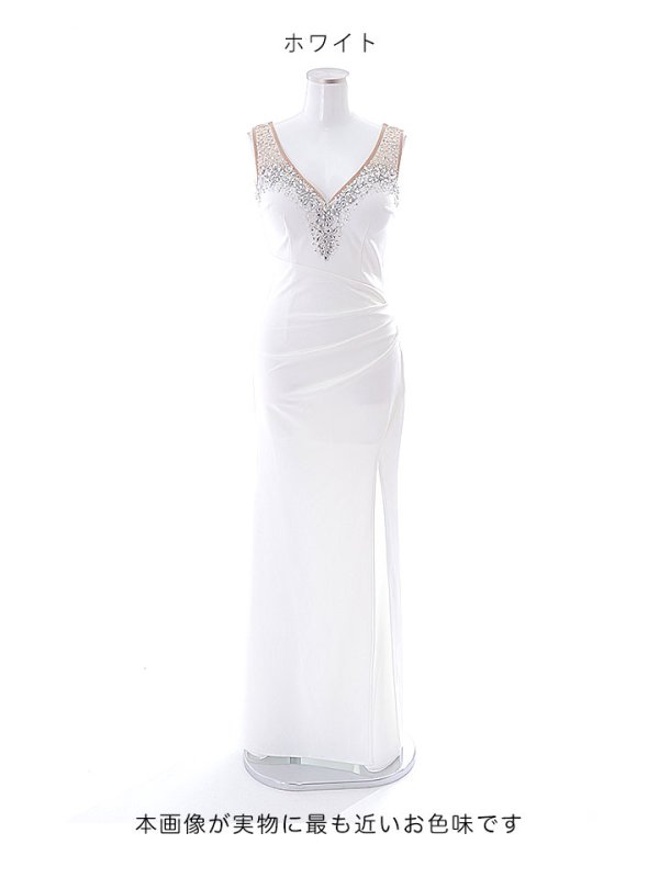 画像30: SALE!ビジューロングドレス/スリッド/ノースリーブ/谷間見せ/タイト/ロングドレス/キャバドレス 【S-Lサイズ/6カラー】[HC02-X] 【YN】dzw (30)