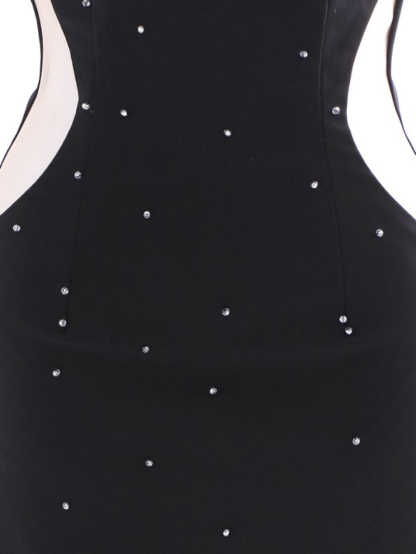 画像19: SALE!ビジューサイドシアーノースリーブドレス/ファスナー/ノースリーブ/透け/無地/ストレッチ/サイドシアー/谷間見せ/タイト/ミニドレス/キャバドレス【S-Mサイズ/2カラー】[HC02-U] 【YN】dzw (19)