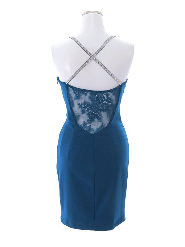 画像17: SALE!ワンカラーバックレースミニドレス/無地/ノースリーブ/キャミソール/ビジュー/レース/スリット/谷間見せ/背中見せ/タイト/ミニドレス/キャバドレス【S-Lサイズ/3カラー】[HC02] 【YN】dzj (17)