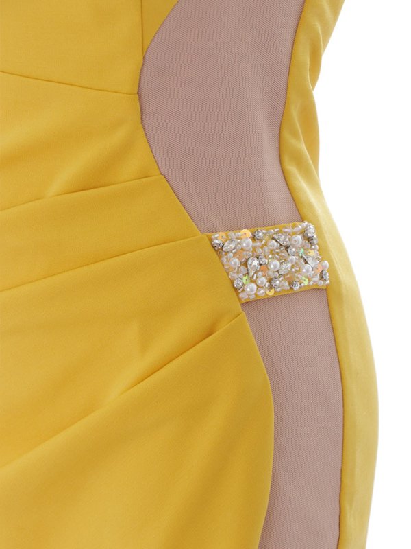 画像15: SALE!ビジュー/胸元見せ/タイト/サイドシアー/上品/セクシー/ストレッチ/無地/キャバドレス/ミニドレス【S-Lサイズ/2カラー】[[OF03-X] 【YN】 (15)