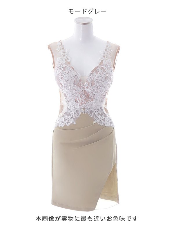 画像21: SALE!花柄刺繍ドレス/ノースリーブ/サイド透け/背中透け/谷間見せ/ミニドレス/キャバドレス【XS-Mサイズ/2カラー】[OF03]【YN】dzw (21)