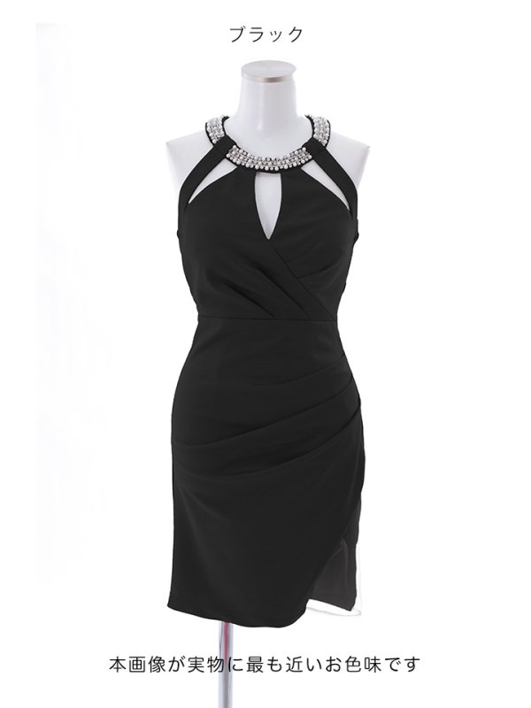 画像15: SALE!ゴージャスデコルテカットアウトドレス/ノースリーブ/ビジュー/ストレッチ/谷間見せ/背中見せ/透け/タイト/ミニドレス/キャバドレス【XS-Lサイズ/3カラー】[HC02-X] 【YN】dzw (15)