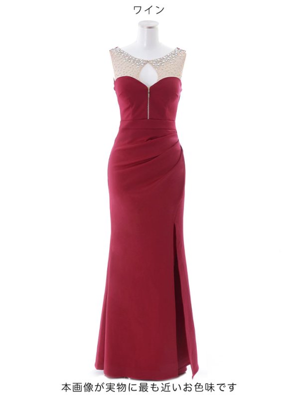 画像22: SALE!【新色登場】ワンカラー/シアー/ジップアップ/ビジュー/谷間見せ/ノースリーブ/ロングドレス/キャバドレス 【S-Mサイズ/5カラー】[HC02-X] 【YN】dzw (22)