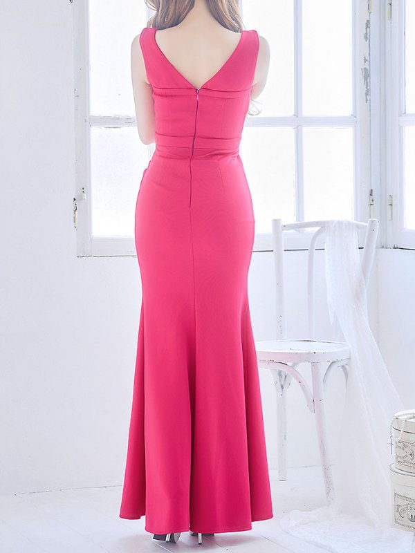 画像7: SALE!【新色登場】ワンカラー/シアー/ジップアップ/ビジュー/谷間見せ/ノースリーブ/ロングドレス/キャバドレス 【S-Mサイズ/5カラー】[HC02-X] 【YN】dzw (7)