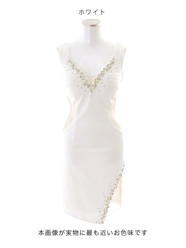 画像16: SALE!ワンカラービジュードレス/サイドシアー/谷間見せ/背中見せ/ノースリーブ/ミニドレス/キャバドレス 【XS-Lサイズ/3カラー】[OF03-X] 【YN】dzw (16)