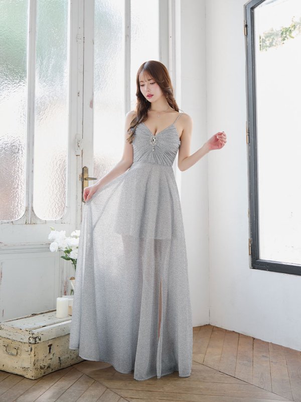 画像24: 送料無料！【新色登場】グリッターラメ/キャミソール/ノースリーブ/谷間見せ/背中見せ/ビジュー/ロングドレス/キャバドレス 【S-Lサイズ/4カラー】[HC02-X]【YN】dzw【一部予約商品/11月下旬発送予定】 (24)