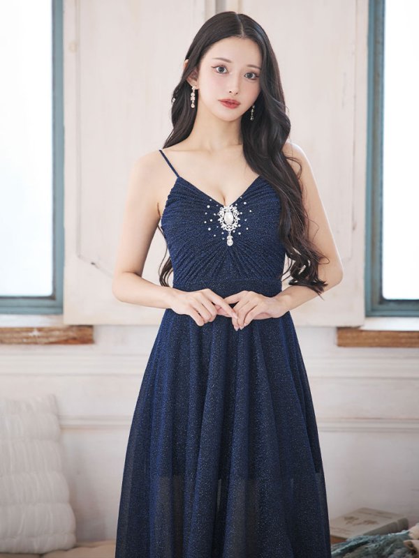 画像26: 送料無料！【新色登場】グリッターラメ/キャミソール/ノースリーブ/谷間見せ/背中見せ/ビジュー/ロングドレス/キャバドレス 【S-Lサイズ/4カラー】[HC02-X]【YN】dzw【一部予約商品/11月下旬発送予定】 (26)