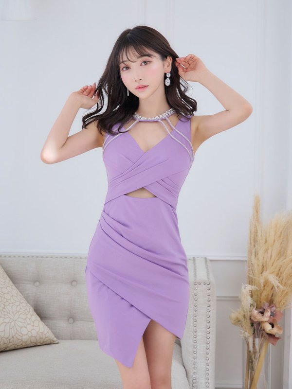 画像13: フロントクロスバストビジュードレス/アメスリ/アメリカンスリーブ/タイト/ノースリーブ/サイド透け/胸元デザイン/谷間見せ/ミニドレス/キャバドレス 【XS-Lサイズ/3カラー】[HC02-X] 【YN】dzwj (13)