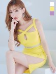 画像1: SALE!ワンカラー/カットアウト/バストクロスビジュー/アメスリ/アメリカンスリーブ/シアー/ノースリーブ/谷間見せ/タイト/ミニドレス/キャバドレス 【XS-Mサイズ/3カラー】[HC02-U] 【YN】dzw (1)