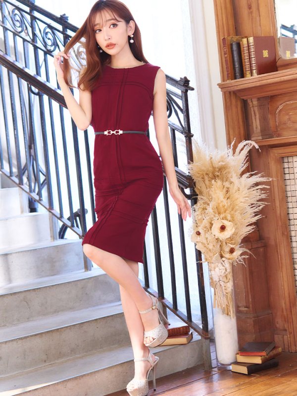 画像6: SALE!【Glera/グレイラ】ストレッチノースリーブドレス/ワンカラー/無地/ストレッチ/ベルト/タイト/谷間隠し/背中隠し/タイト/ミニドレス/キャバドレス 【S-Lサイズ/3カラー】[HC02-U] 【YN】dzw (6)