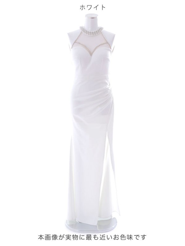 画像25: SALE!ホルターネックロングドレス/ワンカラー/シアー/ビジュー/ノースリーブ/背中見せ/谷間見せ/ロングドレス/キャバドレス 【S-Lサイズ/2カラー】[HC02-X] 【YN】dzk (25)