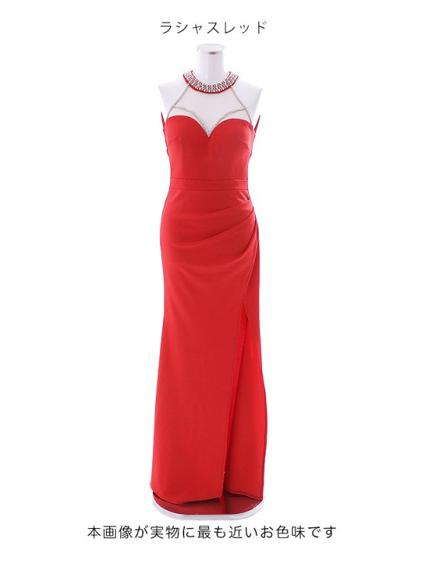 画像26: SALE!ホルターネックロングドレス/ワンカラー/シアー/ビジュー/ノースリーブ/背中見せ/谷間見せ/ロングドレス/キャバドレス 【S-Lサイズ/2カラー】[HC02-X] 【YN】dzk (26)