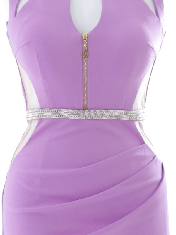 画像17: SALE!ホルターネックフロントジップミニドレス/アメスリ/アメリカンスリーブ/ワンカラー/ビジュー/サイドシアー /谷間見せ/背中隠し/ノースリーブ/タイト/ミニドレス/キャバドレス 【XS-Lサイズ/1カラー】[HC02]【YN】dzwj (17)