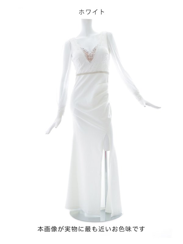 画像27: 【送料無料！】新色登場！刺繍ボリュームシアーチュールスリーブドレス/刺繍レース/ビジュー/谷間見せ/ロングドレス/キャバドレス【S-Lサイズ/4カラー】[HC02]  【YN】dzw (27)