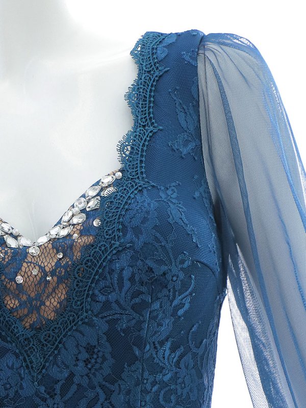 画像31: 【送料無料！】新色登場！刺繍ボリュームシアーチュールスリーブドレス/刺繍レース/ビジュー/谷間見せ/ロングドレス/キャバドレス【S-Lサイズ/4カラー】[HC02]  【YN】dzw (31)