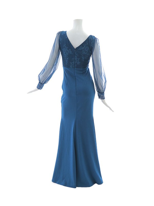 画像30: 【送料無料！】新色登場！刺繍ボリュームシアーチュールスリーブドレス/刺繍レース/ビジュー/谷間見せ/ロングドレス/キャバドレス【S-Lサイズ/4カラー】[HC02]  【YN】dzw (30)