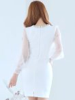 画像7: SALE!ホルターネックビジューラインドレス/チュール/フロントファスナー/無地/ロングスリーブ/谷間見せ/タイト/ミニドレス/キャバドレス【S-Lサイズ/2カラー】[OF08-X]【YN】dzw (7)