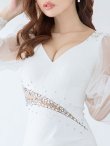 画像5: 【春の大感謝セール】ワンカラービジュードレス/タイト/ストレッチ/肌見せ/シアー袖/ロングスリーブ/谷間見せ/ミニドレス/キャバドレス 【S-Lサイズ/1カラー】[OF08] 【YN】dzcw (5)