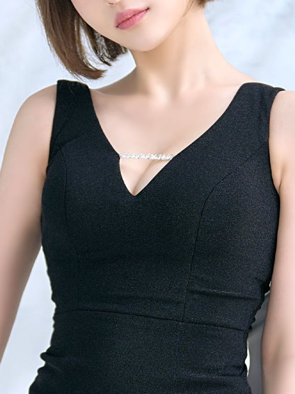 画像5: 【送料無料！】バックビジューラメロングドレス/ノースリーブ/谷間見せ/背中見せ/ロングドレス/キャバドレス 【S-Lサイズ/2カラー】[HC02]【YN】dzk (5)