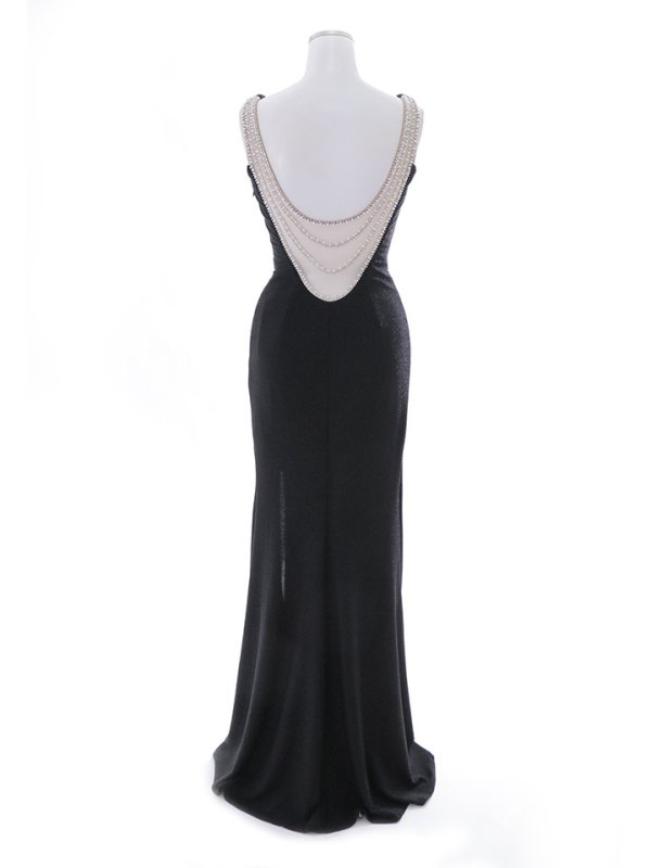 画像16: 【送料無料！】バックビジューラメロングドレス/ノースリーブ/谷間見せ/背中見せ/ロングドレス/キャバドレス 【S-Lサイズ/2カラー】[HC02]【YN】dzk (16)