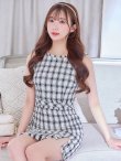 画像8: SALE!チェックツイードワンピースドレス/ノースリーブ/スリット/胸元隠し/背中隠し/タイト/ミディアムドレス/キャバドレス/ミニドレス【S-Lサイズ/2カラー】[OF03-X]【YN】dzw (8)