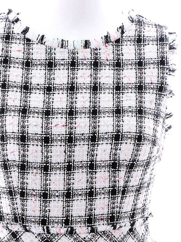 画像20: SALE!チェックツイードワンピースドレス/ノースリーブ/スリット/胸元隠し/背中隠し/タイト/ミディアムドレス/キャバドレス/ミニドレス【S-Lサイズ/2カラー】[HC02-X]【YN】dzw (20)