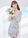 画像15: 花柄刺繍レースサイドシアードレス/チュールスリーブ/ビジュー/肌魅せ/谷間見せ/タイト/ミニドレス/キャバドレス【S-Lサイズ/1カラー】[OF08-U] 【YN】dzwj (15)