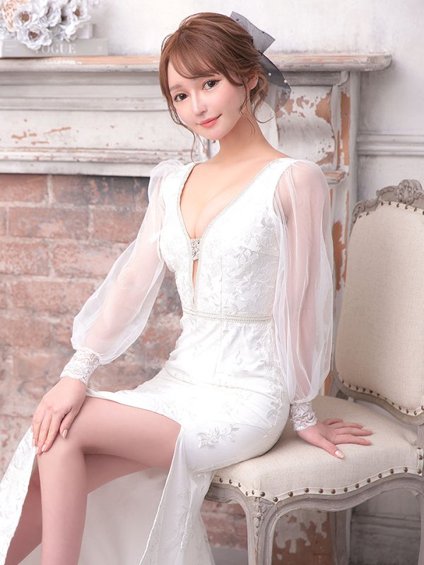 画像13: SALE!総刺繍エレガントロングドレス/花柄刺繍/ビジュー/谷間見せ/ロングドレス/キャバドレス【S-Lサイズ/1カラー】[HC02-X]【YN】dzw (13)