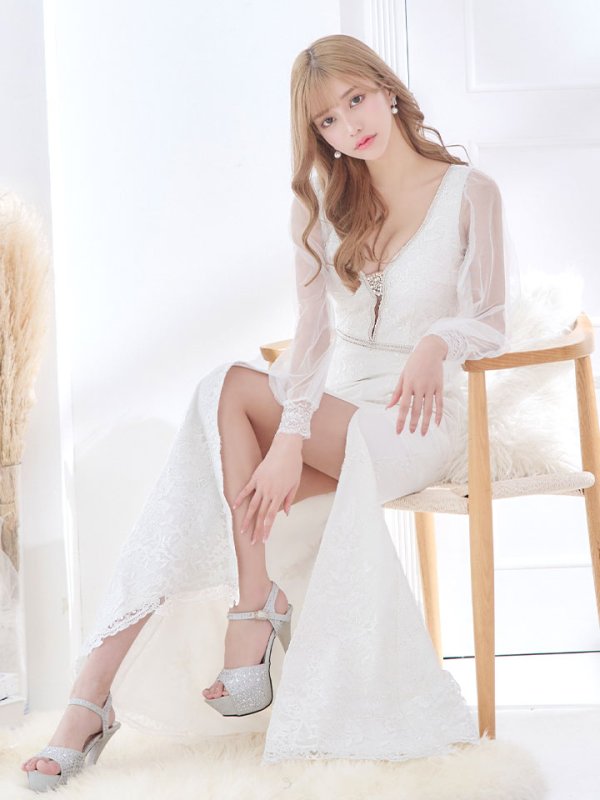 画像6: SALE!総刺繍エレガントロングドレス/花柄刺繍/ビジュー/谷間見せ/ロングドレス/キャバドレス【S-Lサイズ/1カラー】[HC02-X]【YN】dzw (6)