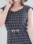 画像6: SALE!チェックツイードノースリーブドレス/ノースリーブ/スリット/胸元隠し/背中隠し/タイト/ミディアムドレス/キャバドレス/ミニドレス【S-Lサイズ/2カラー】[OF08-X] 【YN】dzw (6)