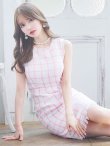 画像3: SALE!チェックツイードビビッドカラーワンピースドレス/ノースリーブ/スリット/胸元隠し/背中隠し/タイト/ミディアムドレス/キャバドレス/ミニドレス【S-Lサイズ/1カラー】[OF08]【YN】dzw (3)