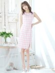 画像7: SALE!チェックツイードビビッドカラーワンピースドレス/ノースリーブ/スリット/胸元隠し/背中隠し/タイト/ミディアムドレス/キャバドレス/ミニドレス【S-Lサイズ/1カラー】[OF08]【YN】dzw (7)