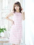 画像4: SALE!チェックツイードビビッドカラーワンピースドレス/ノースリーブ/スリット/胸元隠し/背中隠し/タイト/ミディアムドレス/キャバドレス/ミニドレス【S-Lサイズ/1カラー】[OF08]【YN】dzw (4)