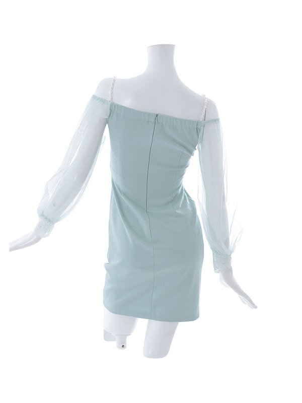 画像20: 再入荷!ビジューキャミソールドレス/チュール袖/シアー/スリット/ミニドレス/キャバドレス【XS-Lサイズ/3カラー】[HC02-U] 【YN】dzwc (20)