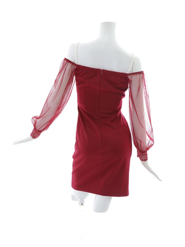 画像29: ビジューキャミソールドレス/チュール袖/シアー/スリット/ミニドレス/キャバドレス【XS-Lサイズ/4カラー】[HC02-U] 【YN】dzwc (29)