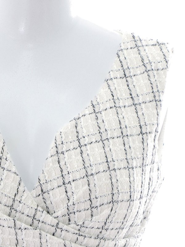 画像15: マーメイドツイードドレス/チェック柄/谷間見せ/背中隠し/ミニドレス/キャバドレス【XS-Lサイズ/1カラー】[HC02]【YN】dzc (15)