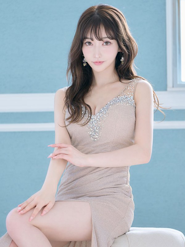 画像14: グリッターラメビジューロングドレス/ノースリーブ/谷間見せ/タイト/ロングドレス/キャバドレス 【S-Lサイズ/4カラー】[HC02-X] 【YN】dzw (14)