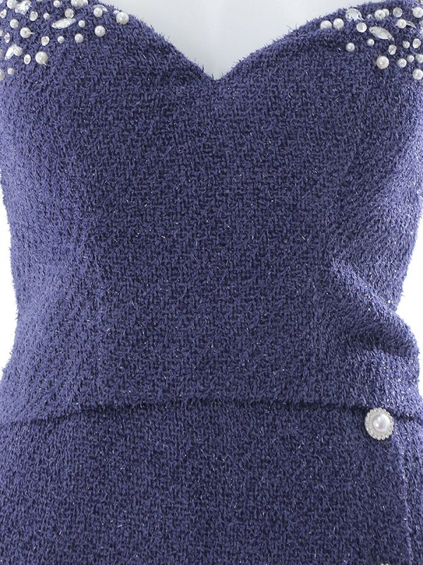 画像17: ラメツイードドレス/セットアップ/ビジュー/パールボタン/キャミソール/谷間見せ/背中見せ/ミニドレス/キャバドレス【XS-Mサイズ/1カラー】[HC02] 【YN】dzj (17)