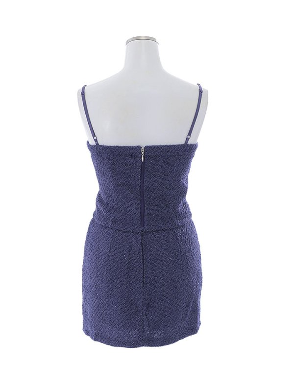 画像14: ラメツイードドレス/セットアップ/ビジュー/パールボタン/キャミソール/谷間見せ/背中見せ/ミニドレス/キャバドレス【XS-Mサイズ/1カラー】[HC02] 【YN】dzj (14)