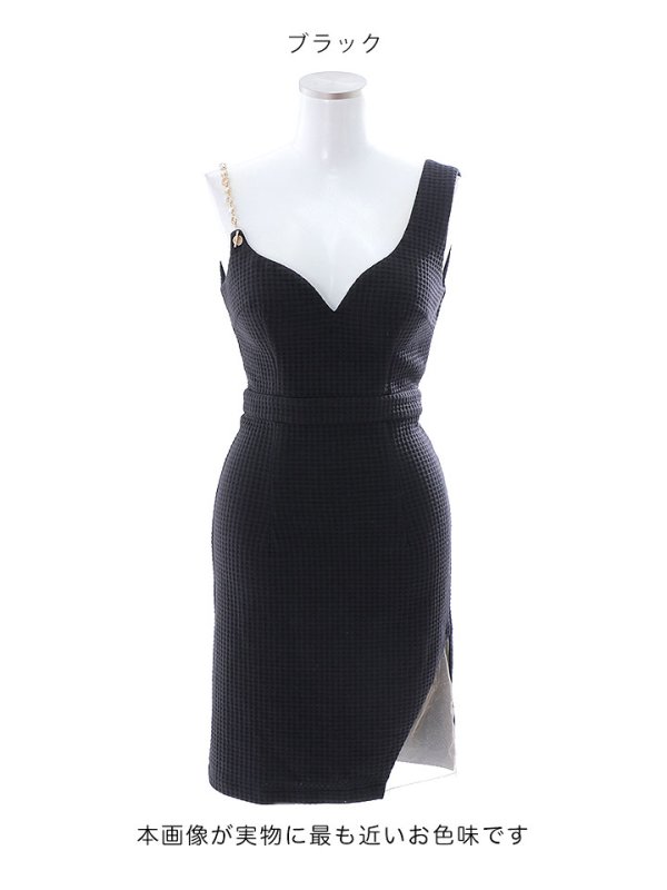 画像20: チェーンキャミソールドレス/無地/ノースリーブ/アシンメトリー/谷間見せ/タイト/ミニドレス/キャバドレス【XS-Mサイズ/2カラー】[HC02] 【YN】dzy (20)