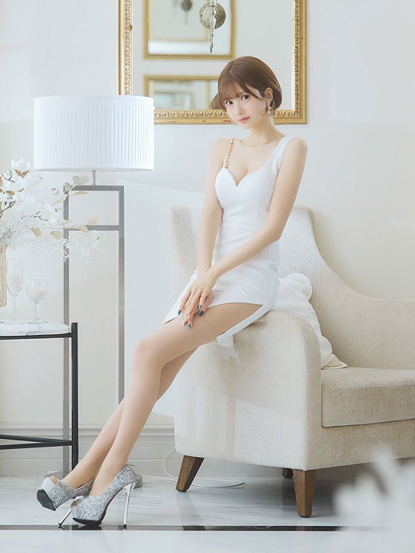 画像9: チェーンキャミソールドレス/無地/ノースリーブ/アシンメトリー/谷間見せ/タイト/ミニドレス/キャバドレス【XS-Mサイズ/2カラー】[HC02] 【YN】dzy (9)