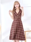画像3: 【sifeel/シフィール】ミディアムチェックワンピース/ノースリーブ/布ベルト/開襟/谷間見せ/背中隠し/ミディアムドレス/キャバドレス【S-Lサイズ/1カラー】[OF03] 【YN】dzw (3)