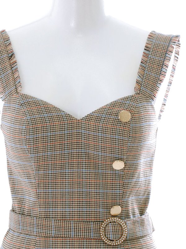 画像15: 【sifeel/シフィール】ミディアムチェックキャミソールワンピース/ノースリーブ/谷間見せ/タイト/キャバドレス/ミニドレス【S-Lサイズ/1カラー】[HC02]【YN】dzw (15)