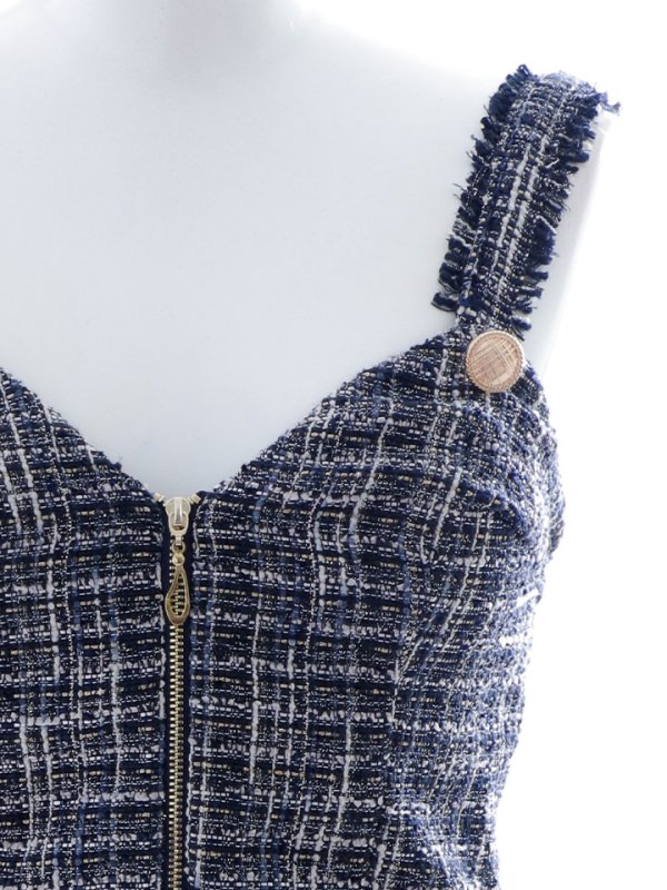 画像16: セットアップツイードミニドレス/フロントジップ/ノースリーブ/谷間見せ/背中見せ/ミニドレス/キャバドレス 【XS-Mサイズ/1カラー】[HC02-U] 【YN】dzw (16)