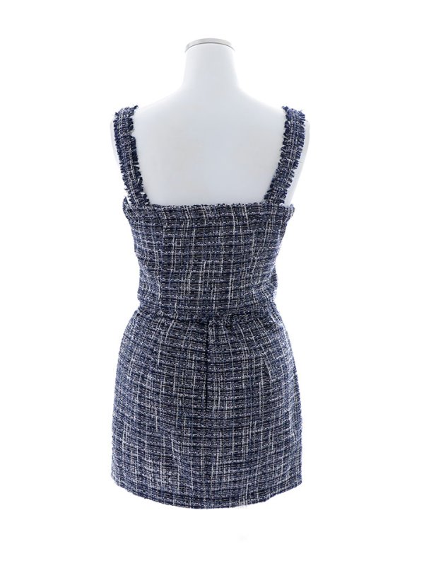 画像15: セットアップツイードミニドレス/フロントジップ/ノースリーブ/谷間見せ/背中見せ/ミニドレス/キャバドレス 【XS-Mサイズ/1カラー】[HC02-U] 【YN】dzw (15)