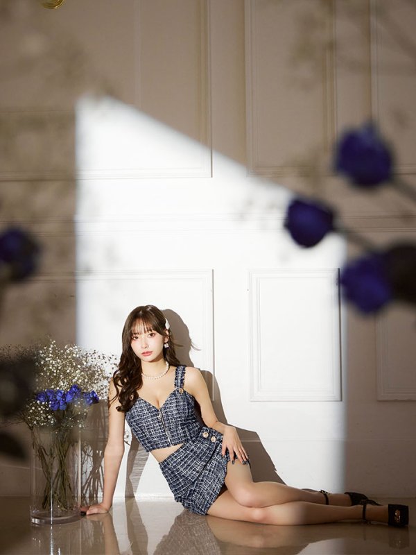 画像8: セットアップツイードミニドレス/フロントジップ/ノースリーブ/谷間見せ/背中見せ/ミニドレス/キャバドレス 【XS-Mサイズ/1カラー】[HC02-U] 【YN】dzw (8)