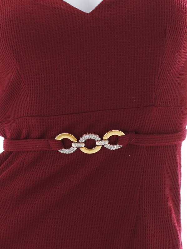 画像18: SALE!ワッフルチェーンベルトドレス/無地/谷間見せ/タイト/キャバドレス/ミニドレス【S-Lサイズ/1カラー】[HC02] 【YN】dzw (18)